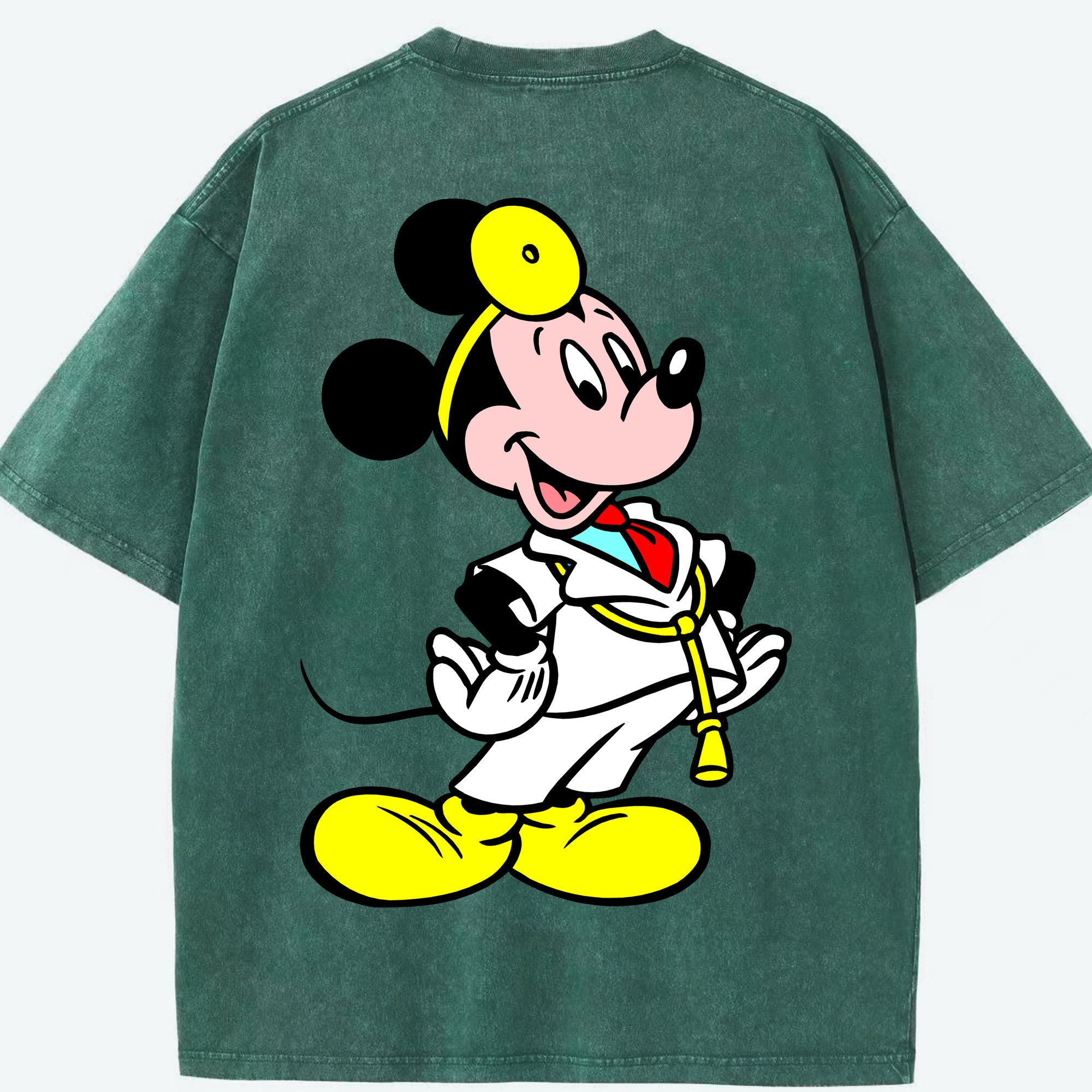 （画像用） ミッキーマウス Mickey Mouse 綿100% ヴィンテージ風 半袖Tシャツ（背面プリント）